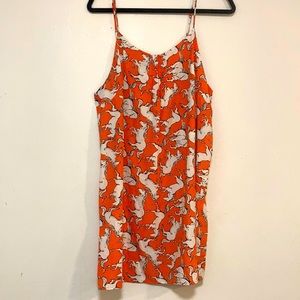 Tyche Coral w/ white and black horses shift dress